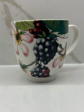 New Rare Portmeirion Eden Fruits Blackberry and Floral Blossoms Ceramic Mug